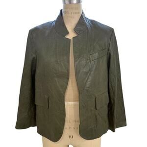 Zadig & Voltaire‎ Leather Jacket FR 42 Womens XL Pickle Green NEW
